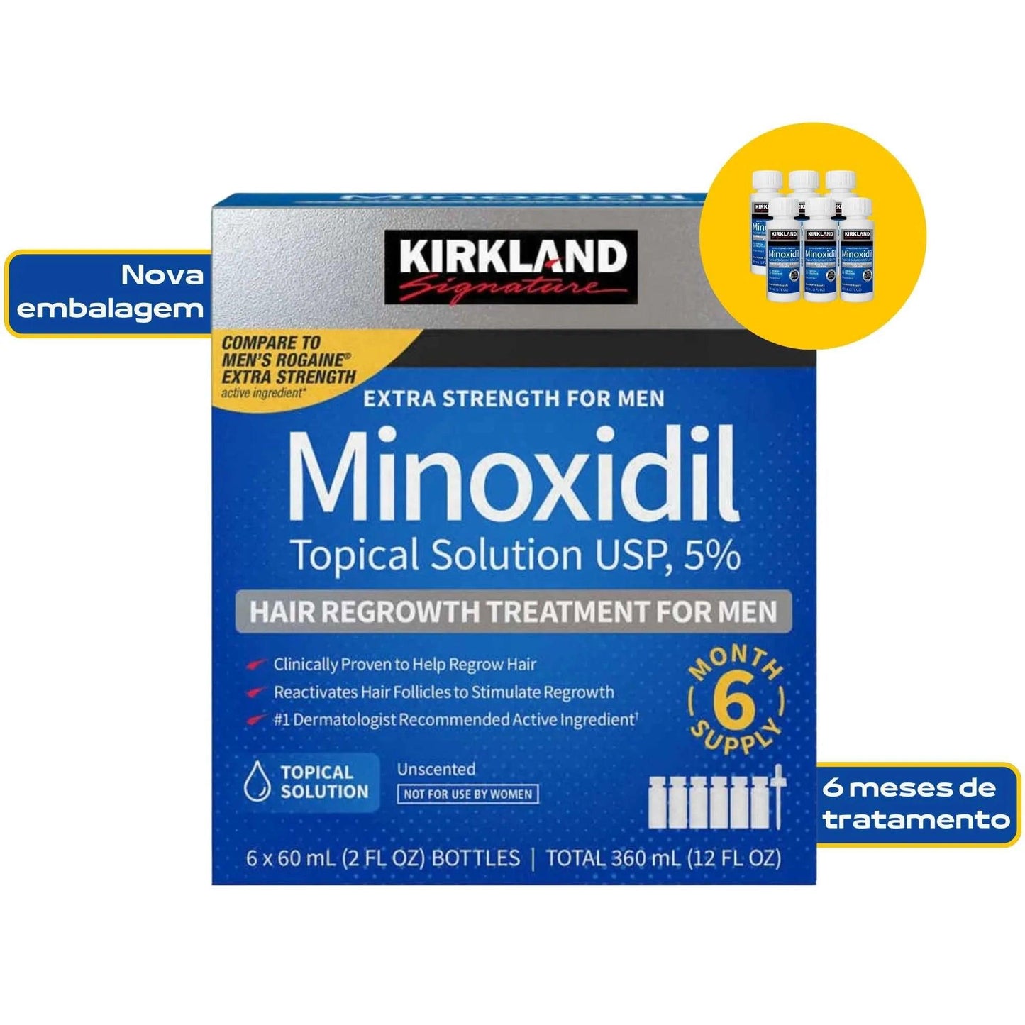 Minoxidil Kirkland 5% Original – Tratamento 6 Meses (Mais Vendido) - Dr. Minoxidil