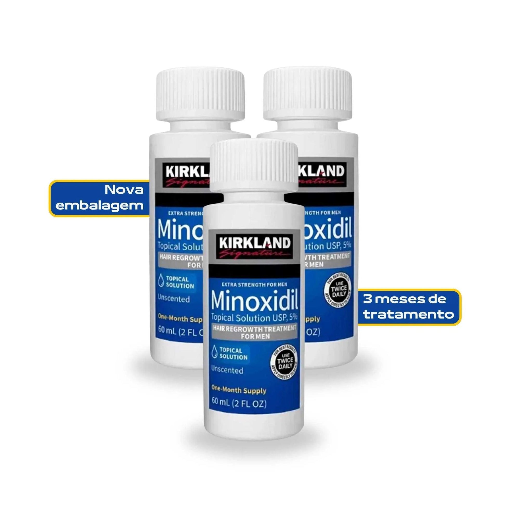 Minoxidil Kirkland 5% Original – Tratamento 3 Meses - Dr. Minoxidil